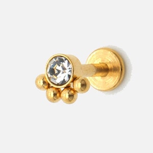 Waterproof Gold Cartilage Earring: 16g Surgical Steel Flat Back Stud