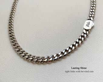 Personalized 9mm Cuban Link Chain Necklace - Engraved Stainless Steel Monogram