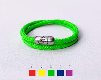 Personalized Double-Wrap Cord Rope Bracelet With Magnet Crasp, Engraved Initial Couple  Bracelet,  BP01