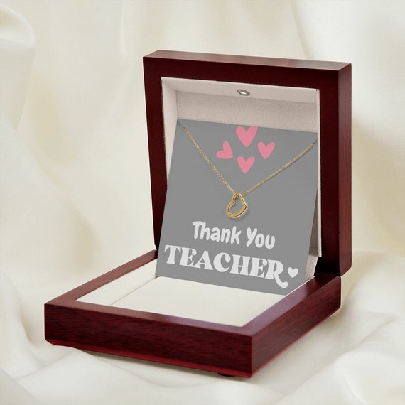 Collana Con Ciondolo A Cuore Per Insegnanti - Regalo Di Ringraziamento In Acciaio Inox Con Biglietto (Maestra, Professore, Educatore)