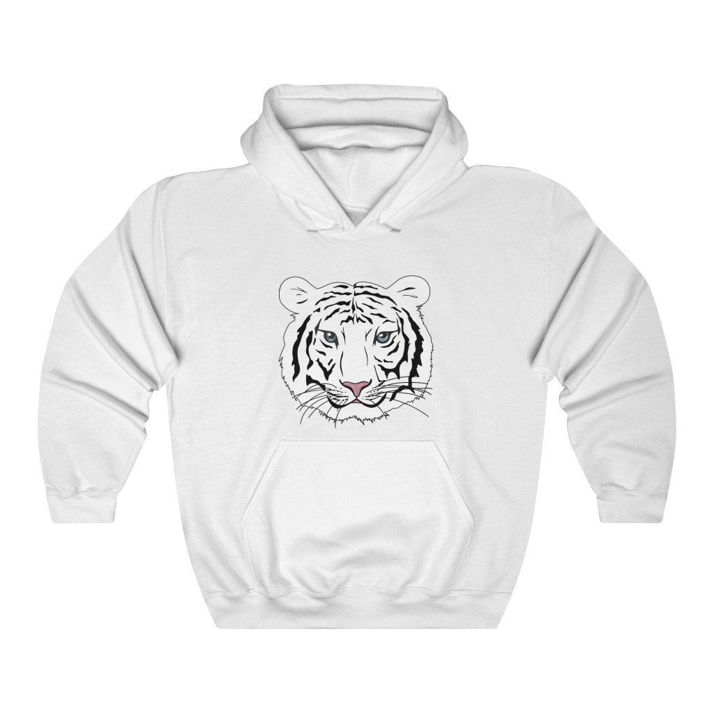White Tiger Hooded Sweatshirt - Etsy