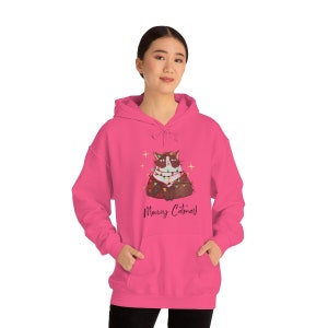 Merry Catmas Hooded Sweatshirt Cat Christmas Gift Lights Hoodie