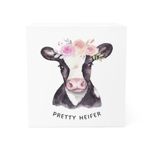 Pretty Heifer Note Cube Cow Farm Animal Flowers Office Supplies