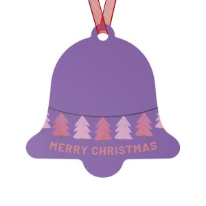 Merry Christmas Garland Metal Ornaments Pink Trees Gift