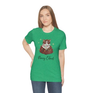 Merry Catmas Jersey Short Sleeve Tee Cat Christmas Gift Lights