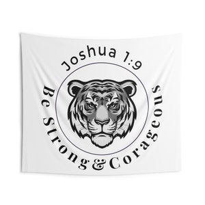 Be Strong Indoor Wall Tapestries Joshua Bible Verse Christian Boys Dorm College Scripture Courageous