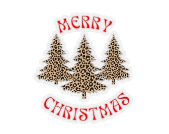 Merry Cheetah Christmas Kiss-Cut Stickers Trees Gift