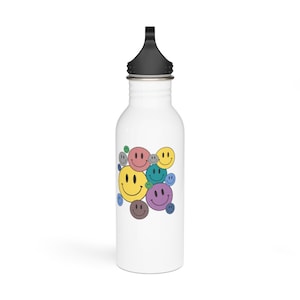 Smiley Faces Stainless Steel Water Bottle Happy Colorful