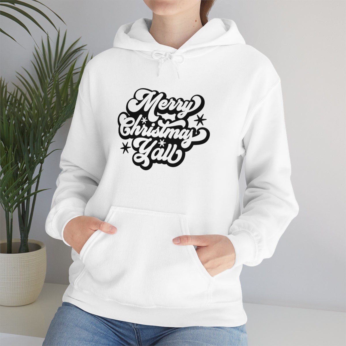 Merry Christmas Yall Hooded Sweatshirt - Etsy
