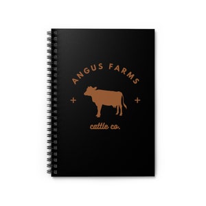 Angus Spiral Notebook - Ruled Line Cow Farm Cattle