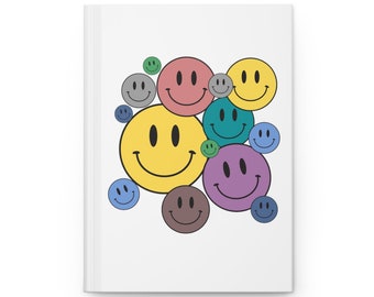 May include: A white background with a cluster of colorful smiley faces. The smiley faces are different sizes and are arranged in a random pattern. The smiley faces are all yellow with black eyes and a black smile.