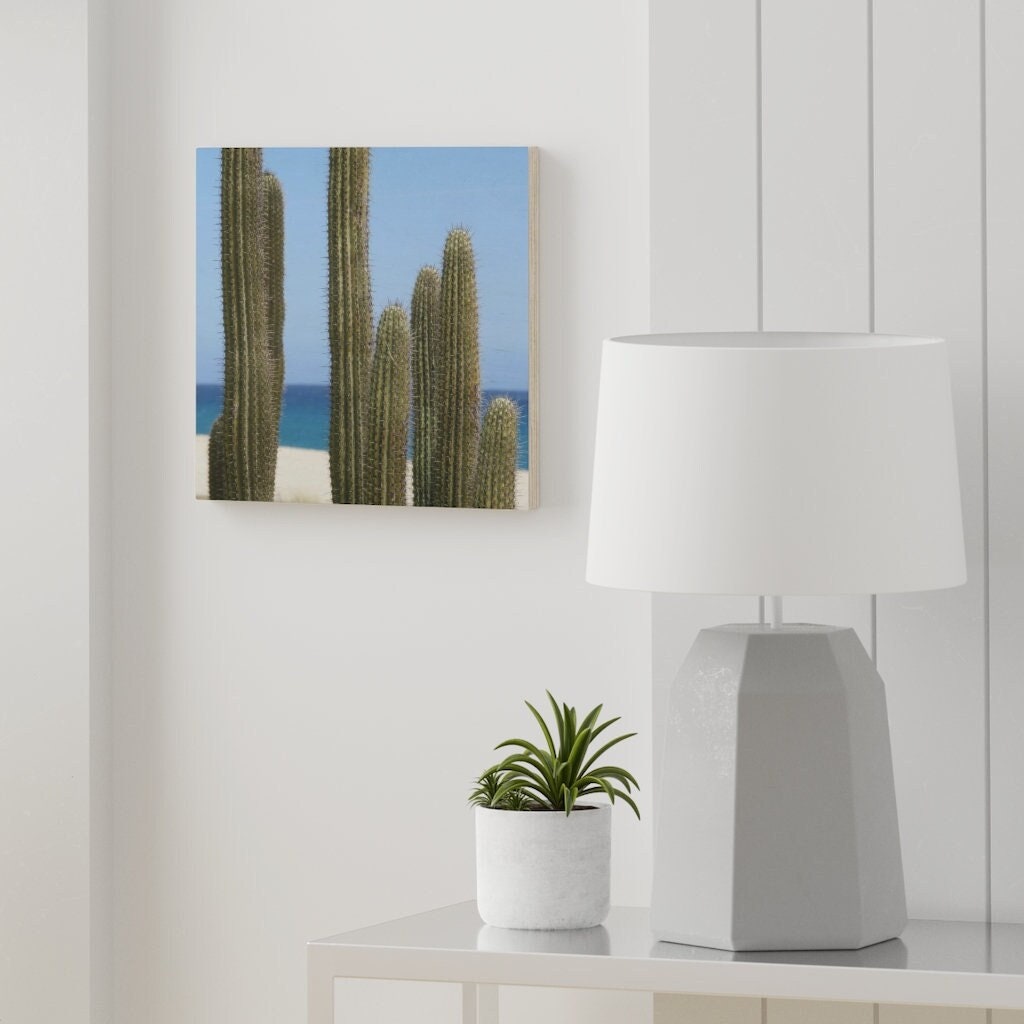 Cactus Cadre Bois Print, Wall Decor Salon, Fleurs en Bois Art Mural, Chambre Murale, Cadeau de Ménag