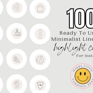 100 Highlight Covers for Instagram, Neutral Highlight Covers, Line Art Minimalist Instagram Highlights, Ready To Use Highlight Icons