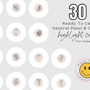 30 Highlight Covers for Instagram, Neutral Botanicals Highlight Covers, Ready To Use Instagram Highlight Covers