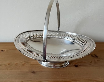 Vintage EPNS Basket with Handle  By Frank Cobb & Co of Sheffield c1930s