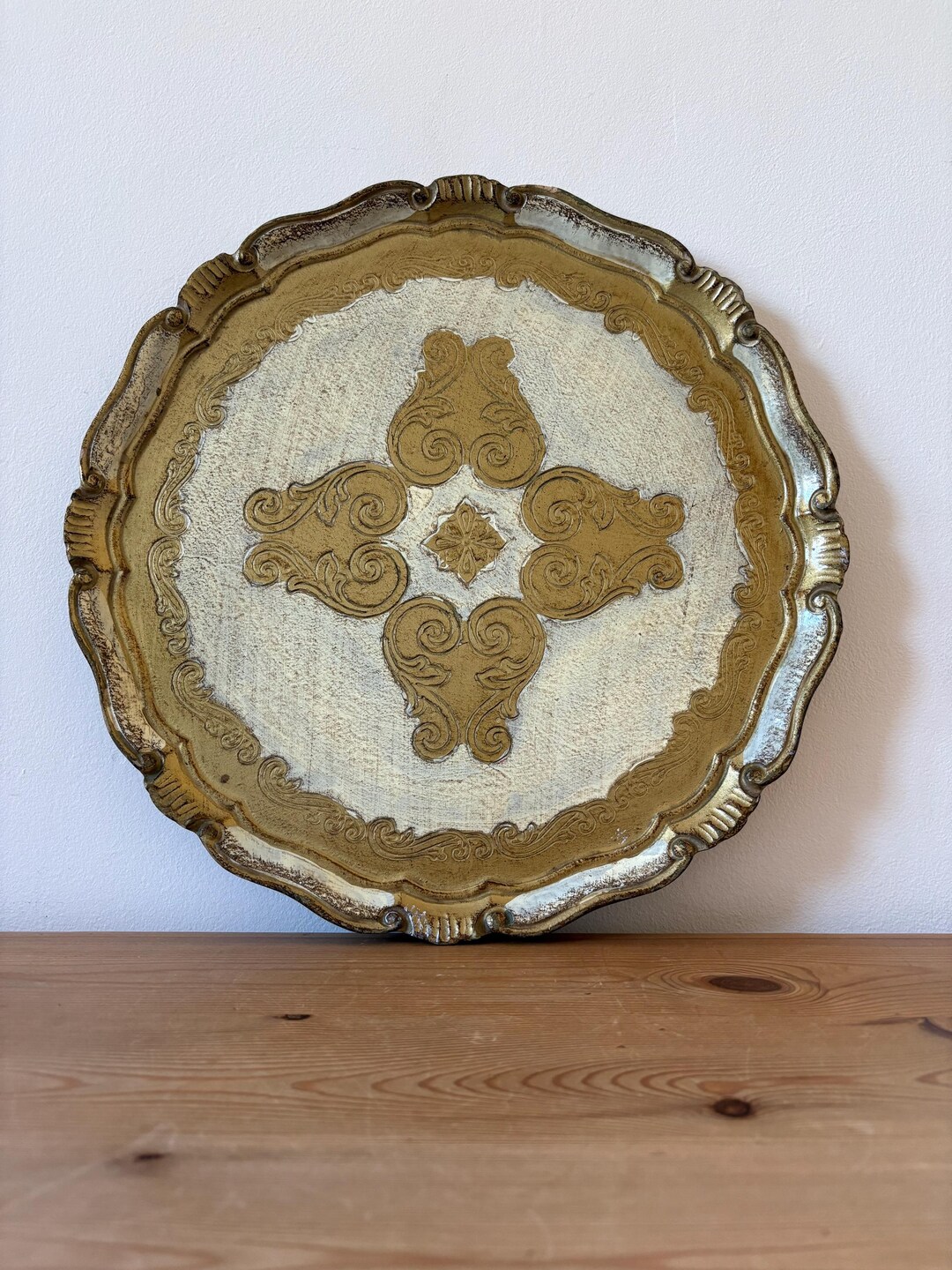 Vintage Florentine Tray Gold Cream Serving Tray - Etsy