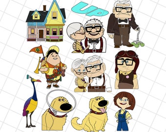 up! svg files, up mive dxf, png files, carl and ellie clipart, up movie cut files, svg and clipart bundle