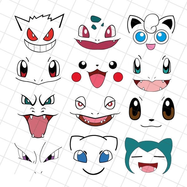 pikachu face svg, video game clipart, dxf files, faces svg, pikachu eyes, printable png, cut files