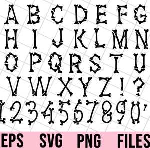 Halloween font SVG, skeleton letters svg, bones font svg, halloween bonees font cutfiles, pritanle halloween letters and numbers
