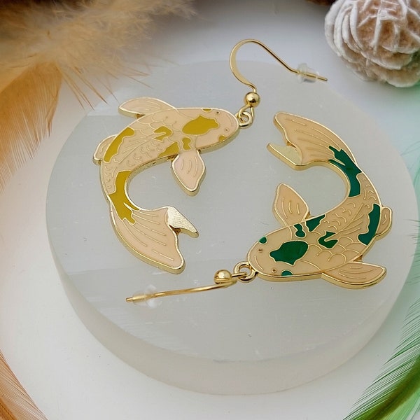 Koi carp earrings symbol of courage and perseverance • for women • Chinese jewelry