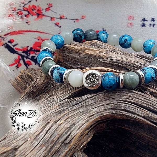 T:17 • Aventurine and Granite • Lithotherapy • Natural stone care and well-being bracelet •