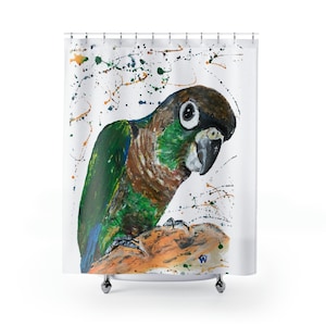 Shower Curtain Annie the Green Cheek Conure