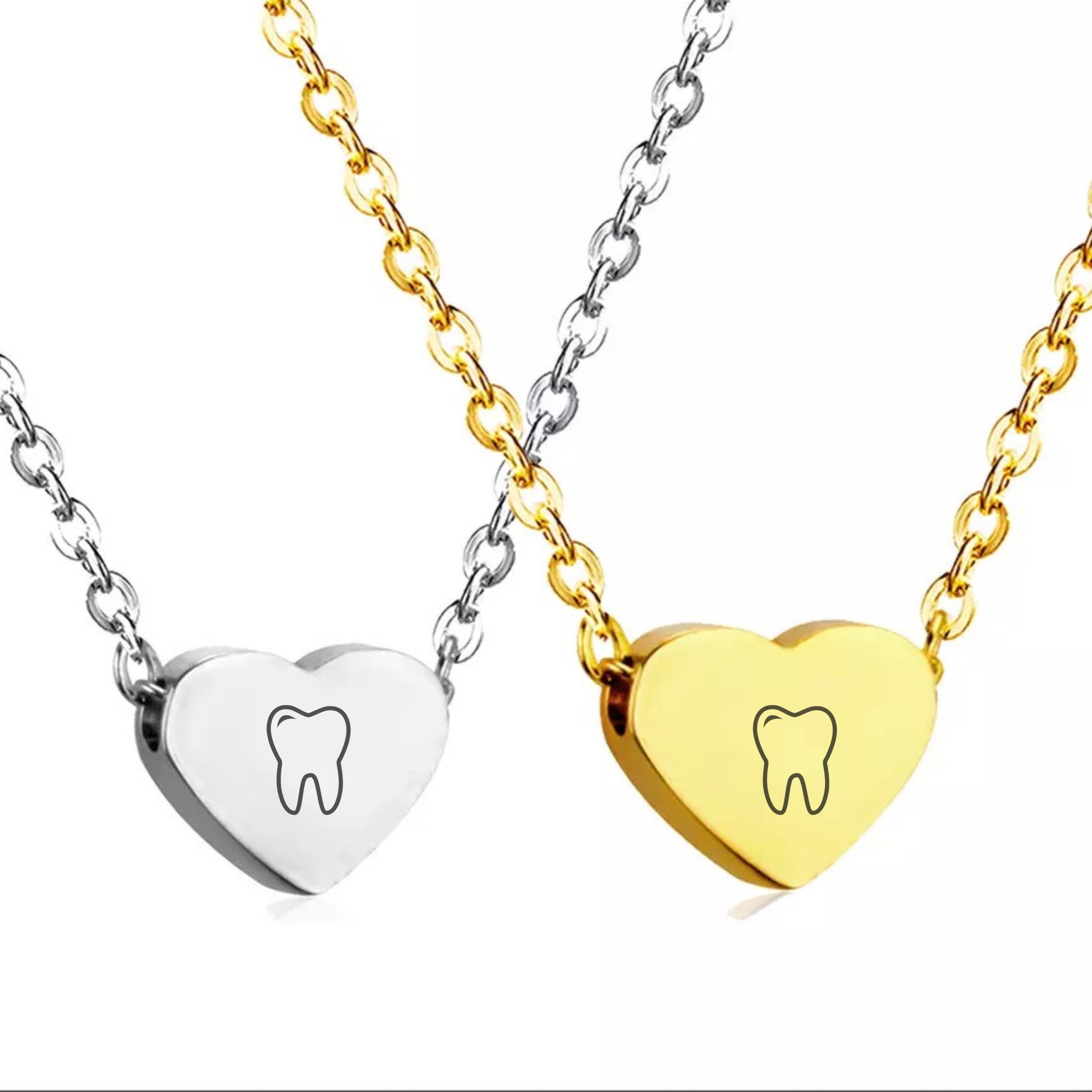 Gold Heart Tooth Necklace Tooth Pendant Dentist Jewelry Etsy