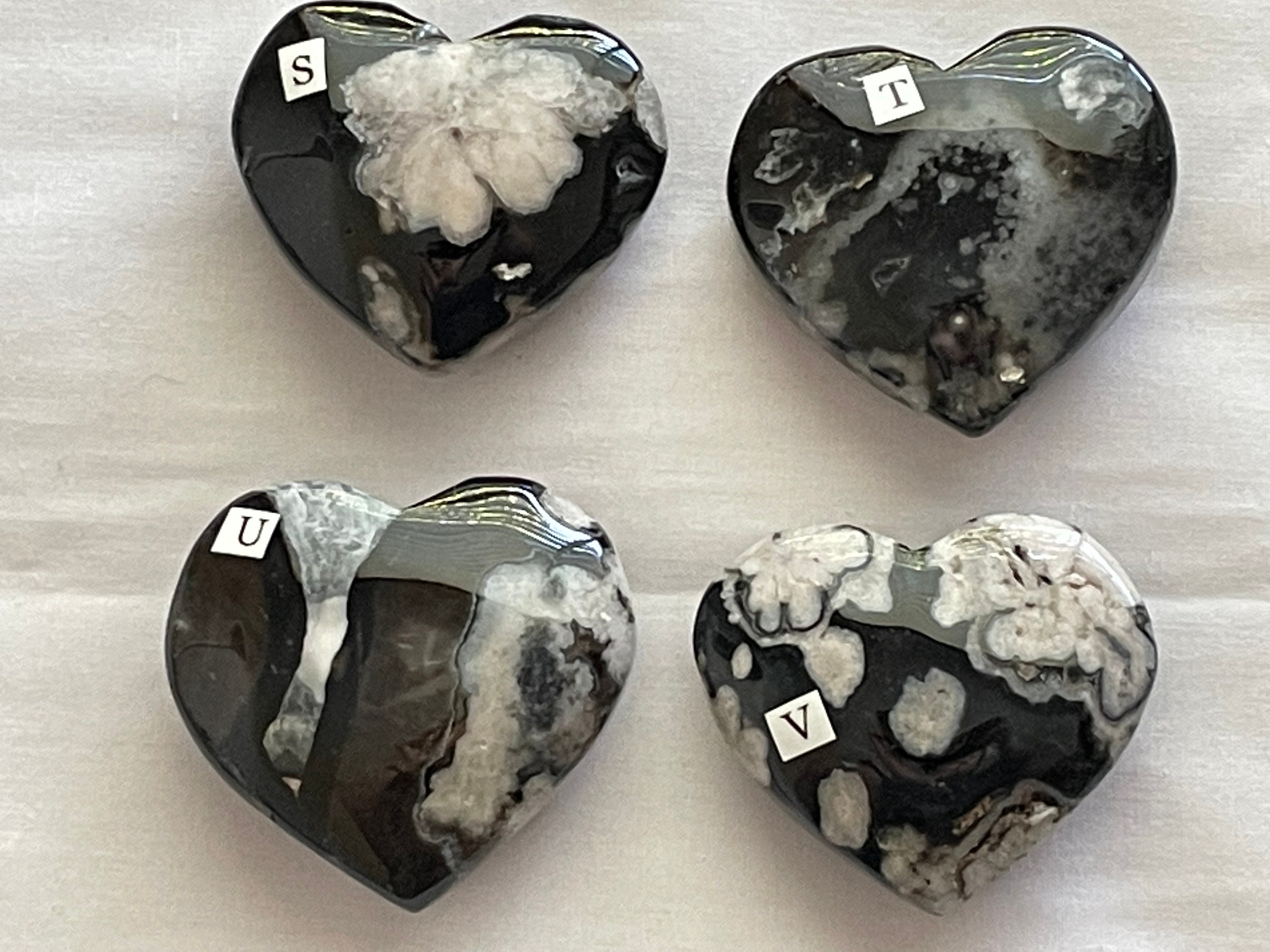 ブラックアゲート ハート ブラックフラワーアゲートのハートと月！素晴らしい！ - Etsy 日本