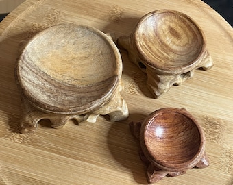 Houten kristallen bolhouder – Natuurhouten bolhouder – Kristallen bol display in 3 maten