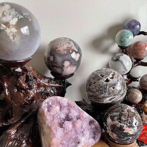 ブラックフラワーアゲートのハートと月！素晴らしい！ - Etsy 日本