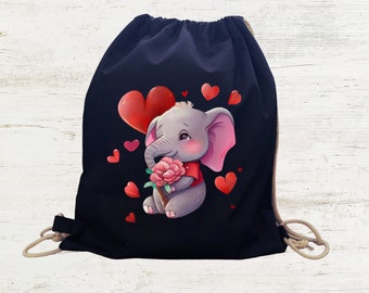 Sac de sport/sac de sport/sac de sport InLove Cute Elephant pour enfants, femmes et hommes avec un superbe design, parfait comme cadeau pour toute occasion !