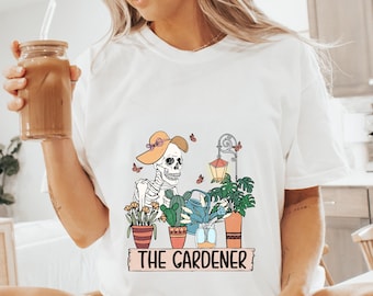 Plant Lover Skeleton Graphic Shirt, Botanical Gardener Tee