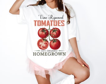 Comfort Colors® Tomato Shirt, Fruit Shirt, Botanical Shirt, Cottagecore Clothing Vegan Shirt, Garden Shirt Vegetable Shirt,Aesthetic Clothes