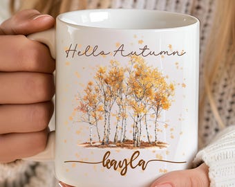 Tasse d'arbre d'automne personnalisée, décoration d'automne, tasse de café aime l'automne, tasse de café drôle, tasse d'automne, tasse de citrouille, cadeaux d'automne, tasses d'halloween