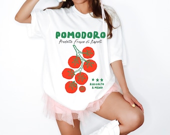 Tomatskjorta, tomatflicka sommar, trädgårdskjorta, bondens marknad-t-shirt, present till trädgårdsmästare, trädgårdsskötsel-t-shirt, Cottagecore, vintage-estetik