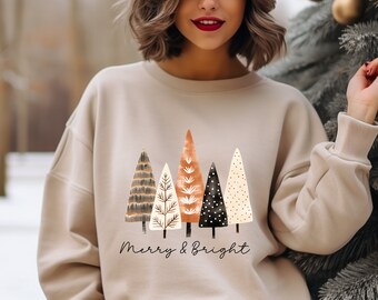 Sudadera con árbol de Navidad, suéter navideño alegre y brillante.
