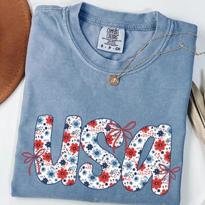 USA shirt, Summer BBQ t-shirt, Red White and Blue, America Tee, Comfort Colors® Women&#39;s 4th of July, Fourth of July Shirt T-Shirt, 1776 Tee