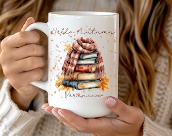 Cozy Book Autumn Mug, Custom Pumpkin Mug, Autumn Decor, Book Lover Mug, Fall Coffee Mug, Fall Reading Mug, Bookish Mug, Gift for Book Lovers