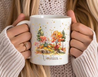 Mug paysage d'automne, tasse à café pour l'automne, décoration d'intérieur confortable pour les amoureux de la nature, tasse d'arbre d'automne personnalisée, décoration d'automne, tasse à café aime l'automne