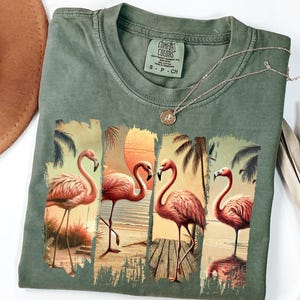 Comfort Colors® Flamingo Summer shirt, Summer Vacation Shirt, Girls Trip Shirt, Retro Flamingo Shirt, Summer Tee, aesthetic shirt