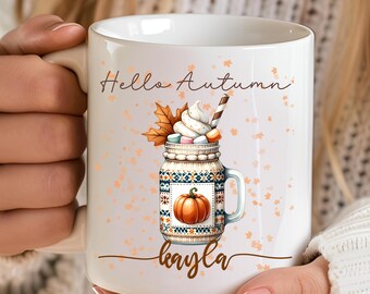 Taza de calabaza con especias personalizada, taza de otoño personalizada, taza de café Loves Fall, taza de café divertida, taza de otoño, taza de calabaza, regalo de otoño, regalos