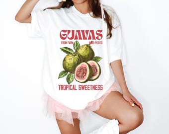 Guavas Retro Commercial Graphic Shirt, Vintages Guavas Label T-Shirt, Exotic Fruit Lover Tee, Cute Unisex Adult Graphic T Shirt, Cool Gift