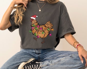 Funny Christmas Chicken Shirt, Holiday Farmer Gift