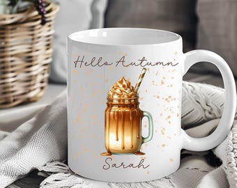 Benutzerdefinierte Herbst Herbst Kaffeetasse, Herbst Kaffeetasse, gemütliche Herbst Kaffeetasse, Geschenk für Kaffeeliebhaber, Herbst Vibes, Erntedank Becher, Geschenkvoller Herbst