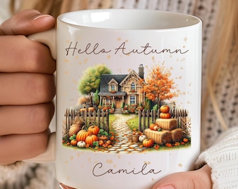 Tasse d'arbre d'automne personnalisée, décoration d'automne, tasse de café aime l'automne, tasse de café drôle, tasse d'automne, tasse de citrouille, cadeau d'automne, tasses d'halloween