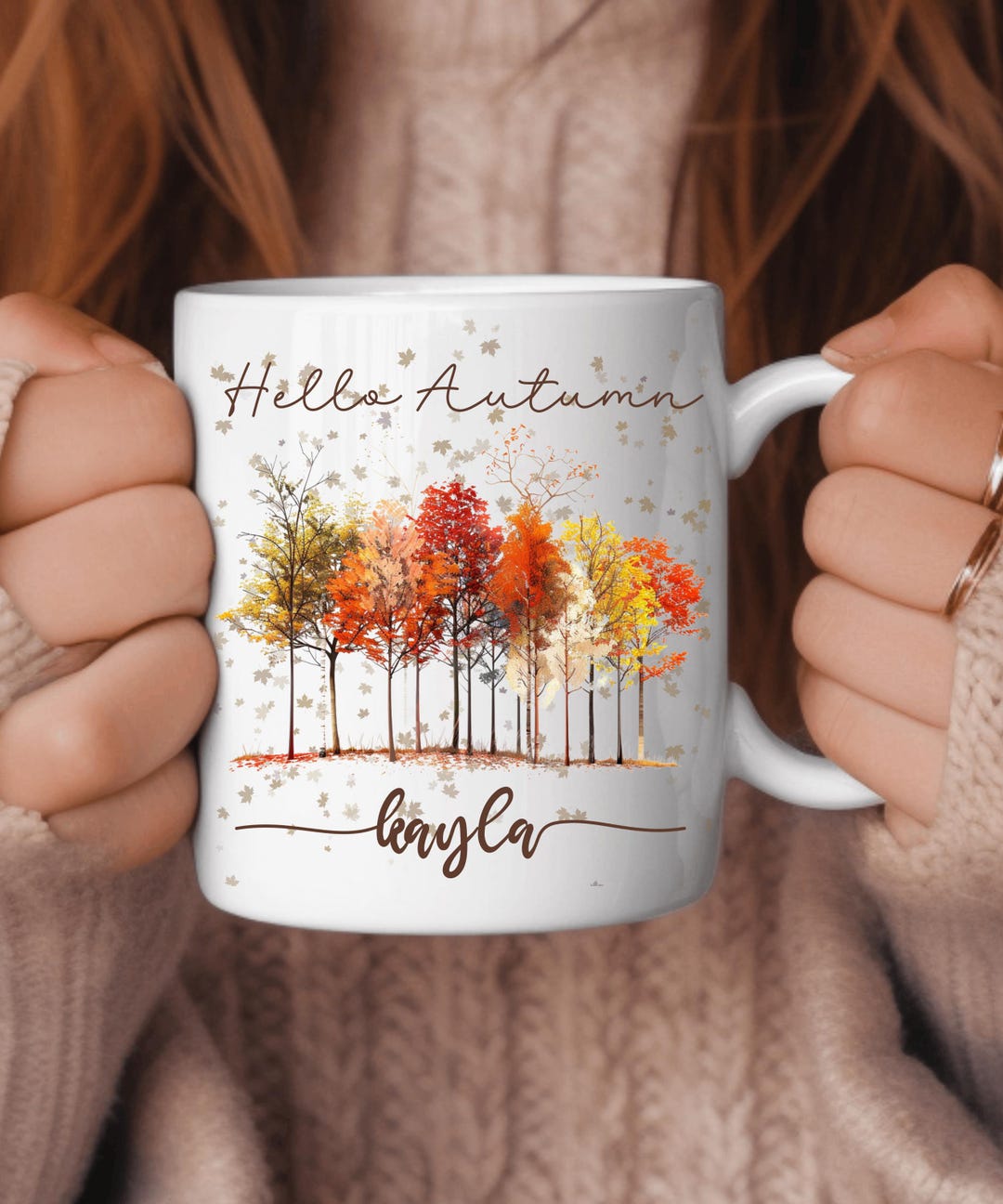 Custom Fall Tree Mug, Autumn Decor, Loves Fall Coffee Mug, Funny Coffee ...