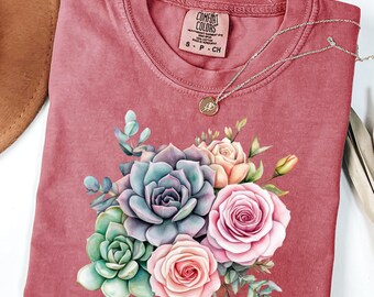 Succulents Tee, Succulents Plant Shirt, Cute Succulent T-Shirt, Cactus Graphic Tees, Floral Shirt, Gardening Shirt, Botanical T-Shirt