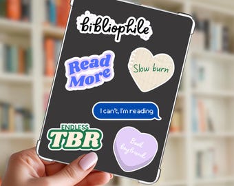 Bookish Sticker Sheet, Cute Reader Vinyl Stickers, Book Boyfriend & Slow Burn Pastel Sticker Pack, Waterproof Kindle Stickers for Book Lover