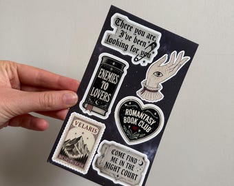 ACOTAR Romantasy Sticker Sheet, Night Court Bookish Vinyl Decals (Waterproof)