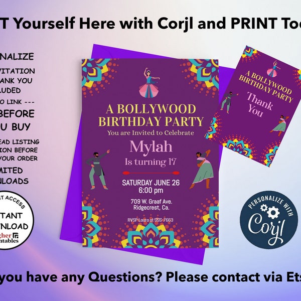 Bollywood Theme Party Invitation Etsy